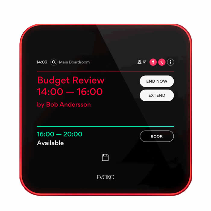 evoko room booking panel in use
