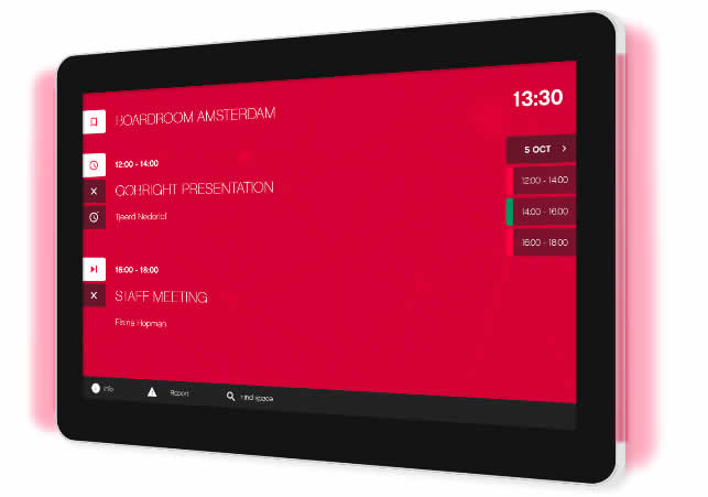 gobright room booking panel red