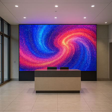 LED wall in reception area
