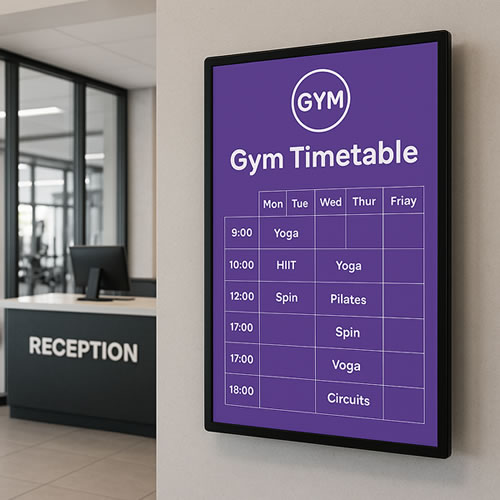 Digital Signage in gym reception