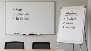 Traditional dry whiteboard and flipchart