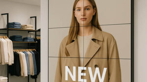 Video wall in clothing store