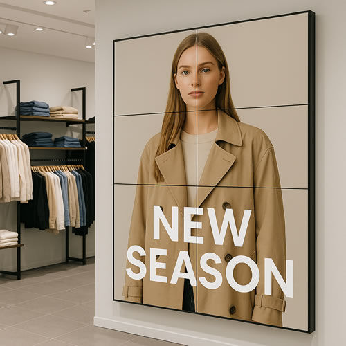 Video wall in clothing store